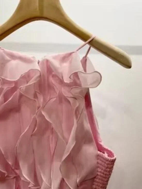 Soft Pink Tiered Ruffle Halter Maxi Gown-aje-size(AU6/US4/M) - Picture 9 of 11